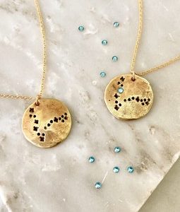 Zodiac Coin Birthstone Necklace | Constellation Necklace
