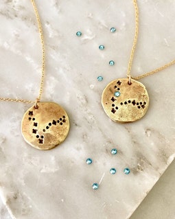 Zodiac Coin Birthstone Necklace | Constellation Necklace