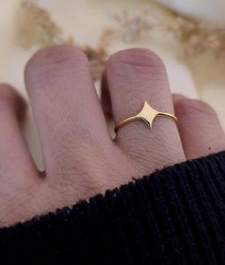 Four Pointed Star Ring | Minimalist Celestial Star Stacking Ring | Statement Jewelry | Tiny Gold Star Rings | Gift for her