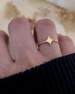 Four Pointed Star Ring | Minimalist Celestial Star Stacking Ring | Statement Jewelry | Tiny Gold Star Rings | Gift for her