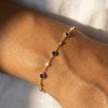 14K Gold Blue Sapphire Bracelet for Women, Minimalist Blue Stone Jewelry, September Birthstone Gift, Dainty Diamond Style Chain Bracelet
