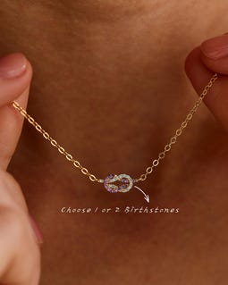 Birthstone Knot Necklace, Custom Birthstone Jewelry, Dainty Gold Minimalist Pendant, Anniversary Keepsake, Meaningful Gift for Her